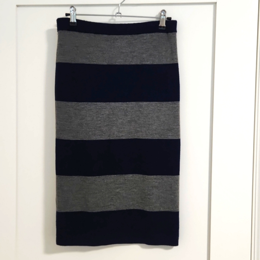 Navy & Grey Stripe Knit Skirt